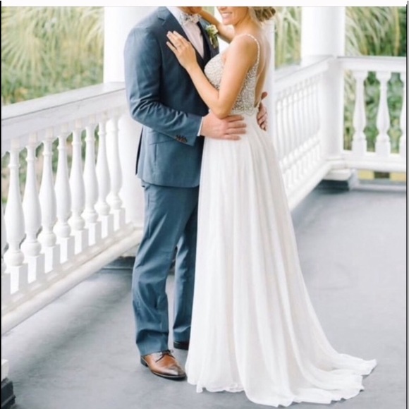 💙 True Love White Beaded Rhinestone Maxi Dress - Picture 9 of 16